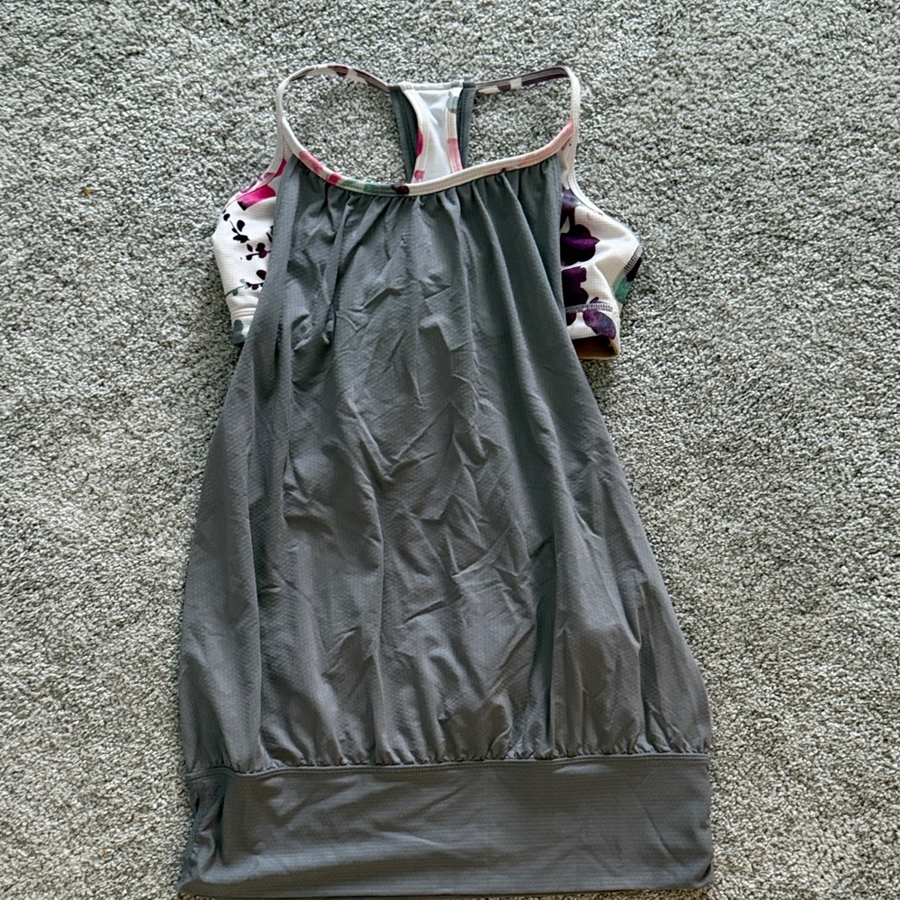 Gray and Floral Racerback Tank